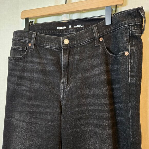 Old Navy jeans womens 14P black boyfriend loose relaxed mid-rise - Picture 6 of 9